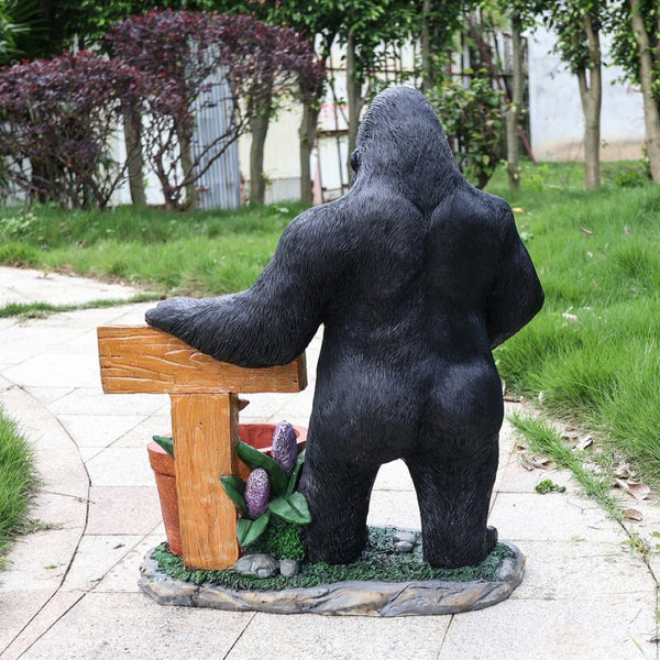 English Elm Outdoor Bear Planter Sculpture Hand Painted Resin Yard Statue for Garden Pathways W5398P455474