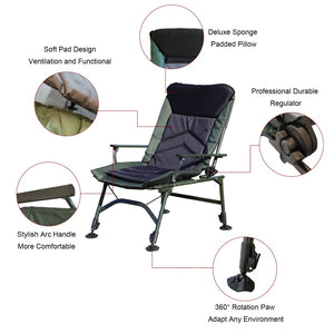 English Elm Camping Lounge Chair - Portable Folding Recliner With Adjustable Backrest For Ultimate Comfort Outdoors P1 W241106338-GIGA