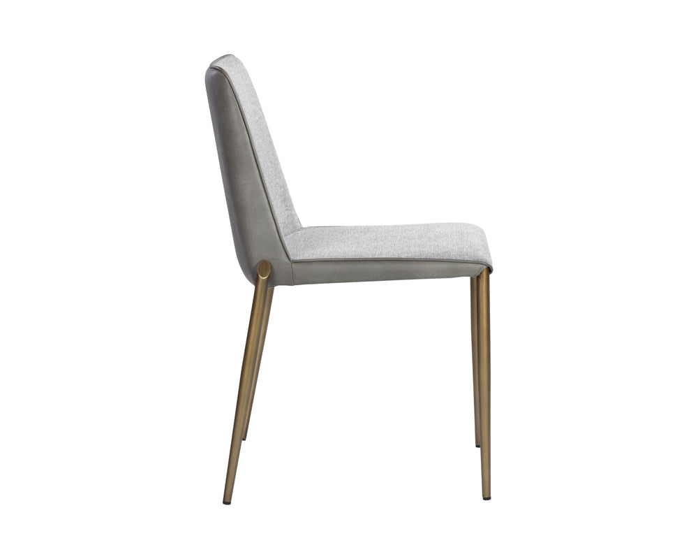 Sunpan Renee Stackable Dining Chair Set of 2 - Modern Minimalist Design with Antique Brass Legs for Urban Spaces Belfast Heather Grey / Bravo Metal