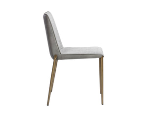 Sunpan Renee Stackable Dining Chair Set of 2 - Modern Minimalist Design with Antique Brass Legs for Urban Spaces Belfast Heather Grey / Bravo Metal