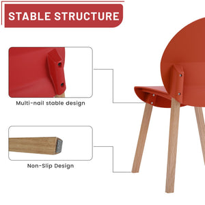 English Elm Summer 5 Piece Round Dining Set Polypropylene Stackable Chairs Oak Legs Modern Style Crimson Red,White W3450S00038
