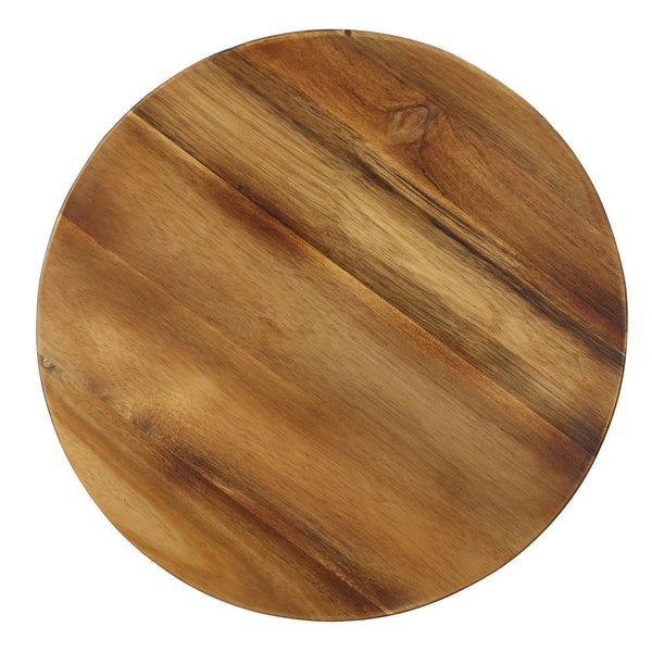 English Elm Christopher Knight Home® - Outdoor Acacia Wood Side Table with Round Solid Top and Black Iron Frame, Handcrafted, 15" 60747.00