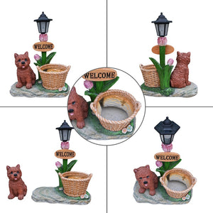 English Elm Labrador Solar Garden Statue with Led Glow and Built-in Succulent Planter Basin W5398P464248