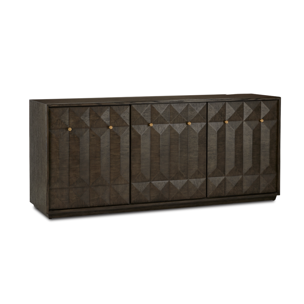 Kendall Dove Gray Credenza with Polished Brass Accents - Contemporary Storage for Modern Homes