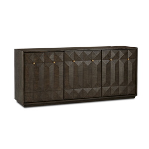 Kendall Dove Gray Credenza with Polished Brass Accents - Contemporary Storage for Modern Homes