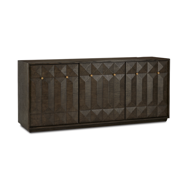 Kendall Dove Gray Credenza with Polished Brass Accents - Contemporary Storage for Modern Homes