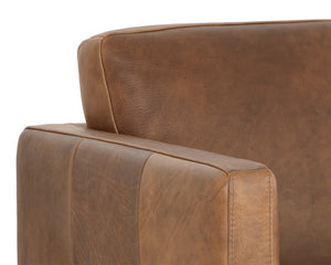 Sunpan Karmelo Armchair - Timeless Italian Design in Luxurious Aniline Leather with Solid Beech Wood Legs Cognac Leather