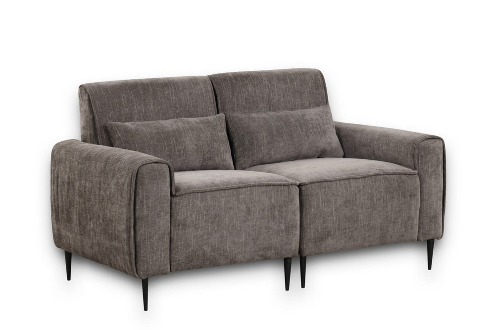 English Elm Rossa Chenille Loveseat with Pocket Coil Support Slim Metal Legs and Throw Pillows Gray B2749S00085