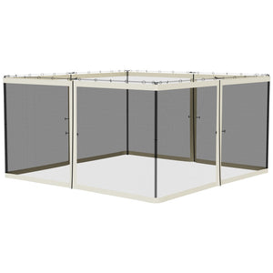 English Elm Outsunny 13' X 13' Mesh Sidewall Set For Gazebos & Canopy Tents - Cream Trim, Easy Install, Insect-Proof W2225P174244-GIGA