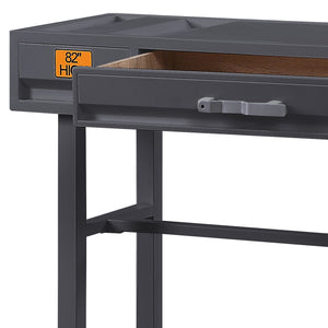 English Elm Gunmetal Industrial Writing Desk with Recessed Panel, Safety-Stop Drawer, Metal & Wood Accent, 47.5" Wide B062P185696