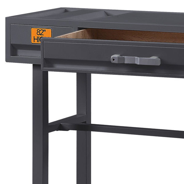 English Elm Gunmetal Industrial Writing Desk with Recessed Panel, Safety-Stop Drawer, Metal & Wood Accent, 47.5" Wide B062P185696