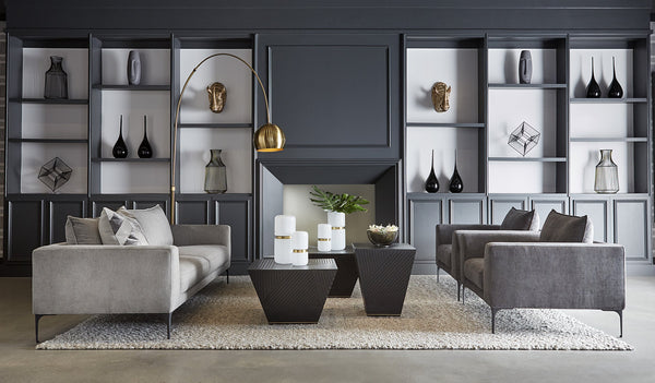 Sunpan Vern Floor Lamp – Stylish Arc Design with Unique Marble Base for Chic Living and Work Spaces Brass