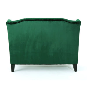 English Elm Christopher Knight Home® - LOVESEAT Emerald Velvet Wingback with Button-Tufted Diamond Stitch, Durable Wrinkle-Resistant Comfort 92 61186.00NVLTEMD
