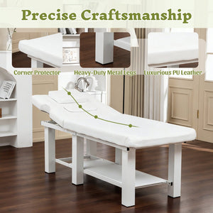 English Elm Spa Salon Massage Table Steel Frame Pu Leather Adjustable Backrest Bottom Shelf Storage W1422P382936