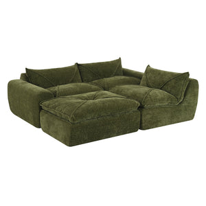 English Elm 116'' Fully Compressed Sofa with Legless Chenille Design, High-Density Comfort, Modular Flexibility and No Assembly Required Green N723S9707F