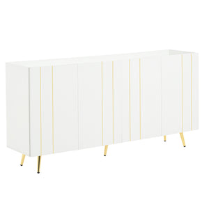 English Elm ON-TREND Luxurious Modern Shoe Cabinet with Gold Accents and 4 Adjustable Shelves for Versatile Storage White N721P191139K