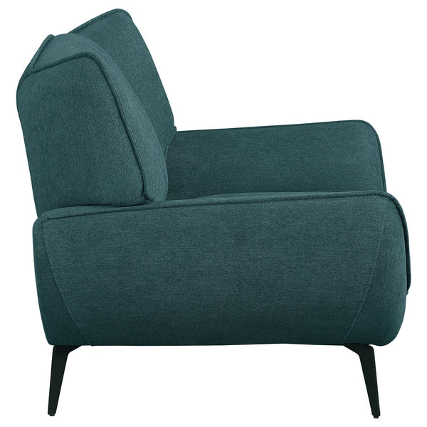 English Elm Logan Teal Blue 3-Piece Sofa Set: Modern Wingback Design With Plush Comfort & Sleek Metal Legs B062S01269