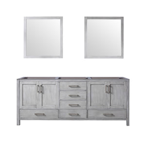 English Elm Distressed Grey Double Bath Vanity With Mirrors - 80" W X 22" D, Farmhouse Charm & Ample Storage B2731S00561