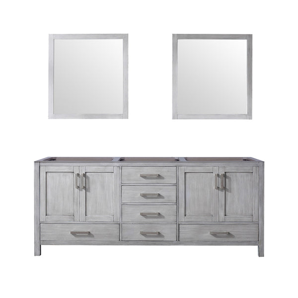 English Elm Distressed Grey Double Bath Vanity With Mirrors - 80" W X 22" D, Farmhouse Charm & Ample Storage B2731S00561