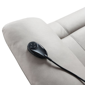 English Elm Chriki Light Gray Polished Microfiber Recliner with Lift, Heated Massage, Power Motion & Contemporary Comfort B2726P242438