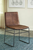 Vintage Brown Dining Chairs Set of 2 - Iron Base & Padded Seat