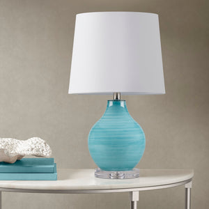 510 Design Maelle Coastal Blue Aqua Swirl Blown Glass Table Lamp FB153-1181 Aqua