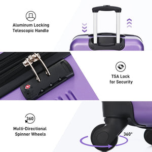 English Elm 3 Piece Abs Hardshell Spinner Luggage Set with Tsa Lock Expandable Travel Suitcases Purple PP191030AAI