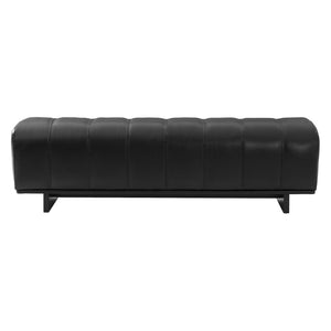 English Elm Indoor Channel Tufted Chenille Upholstered Bench Rubberwood Legs Entryway Dining Black N779P367309H
