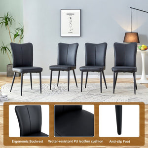 English Elm Table and Chair Set 10 Seat Mdf Black Marble Dining with Striped Pu Leather Chairs W1151S04140