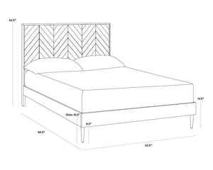 Sunpan Greyson Bed - Stylish Handcrafted Chevron Design with Pewter Steel Feet for Cozy Bedroom Appeal Queen