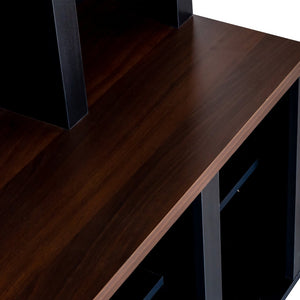 English Elm On-Trend Farmhouse Hall Tree With 6 Hooks & Storage Bench – 4-In-1 Entryway Organizer In Walnut & Black N721S000044B-GIGA