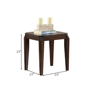 English Elm Walnut Tapered-Leg End Table with Fixed Top and Square Legs — Durable Wood Construction, Classic Style B062P189186