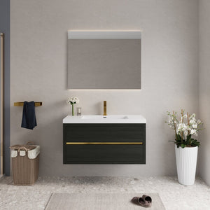 English Elm 42" Floating Wall Mount Bathroom Vanity Espresso Wood Soft Close Drawers Resin Basin Espresso W1920P414544