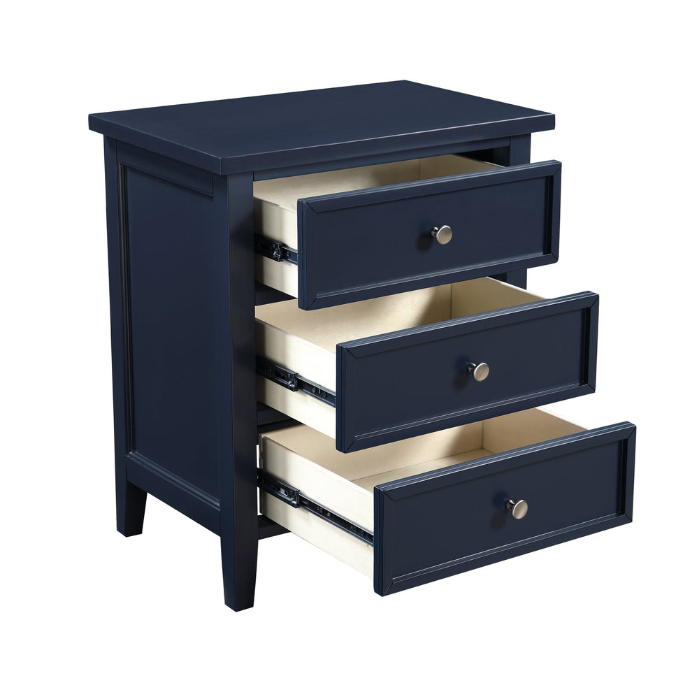 English Elm Luca 3-Drawer Nightstand with Dovetail Drawers and Metal Glides, Tapered Legs, No Assembly Required Dark Blue B050P376949