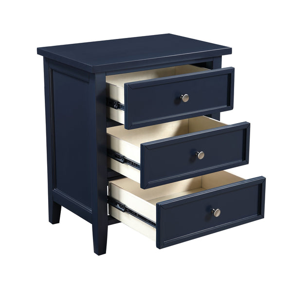 English Elm Luca 3-Drawer Nightstand with Dovetail Drawers and Metal Glides, Tapered Legs, No Assembly Required Dark Blue B050P376949