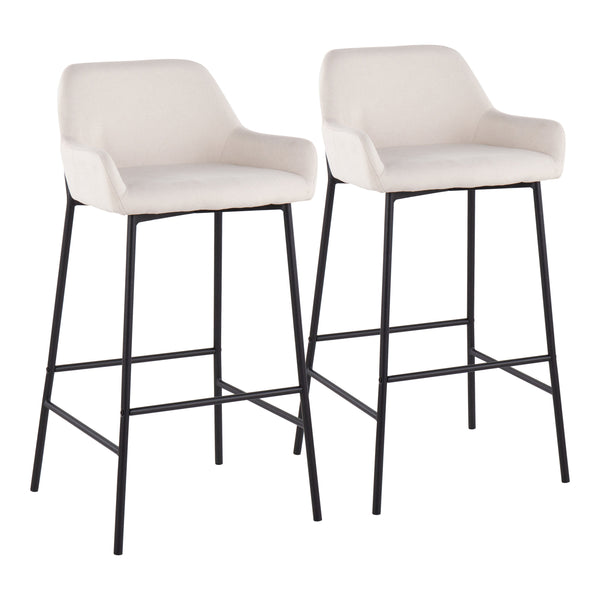 English Elm Daniella Industrial Bar Stool Set Of 2 - Black Metal Frame & Cream Upholstered Comfort For Home Bars B202S00534