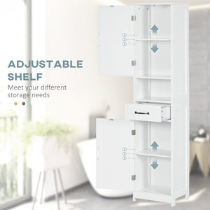 English Elm Kleankin Slim Bathroom Storage Cabinet - Tall Linen Tower With Adjustable Shelves, Drawer & Open Shelf W2225P217013
