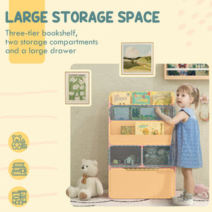 English Elm HOMCOM Kids Bookcase with Drawer & Anti-Tip Design, 3-Tier Shelf Organizer for Toys & Books Pink W2225P217324