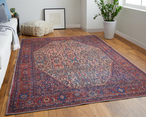 Feizy Rugs Rln39hjf Rawlins Vintage-inspired Polyester Medallion Rug – Antique Charm With Intricate Patterns & Warm Hues Red,Tan,Blue Polyester Rln39hjfbgeredh20