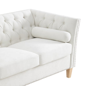English Elm Elegant Tufted Three Seat Sofa with Nailhead Trim and Solid Wood Legs for Living Room N760P406296A