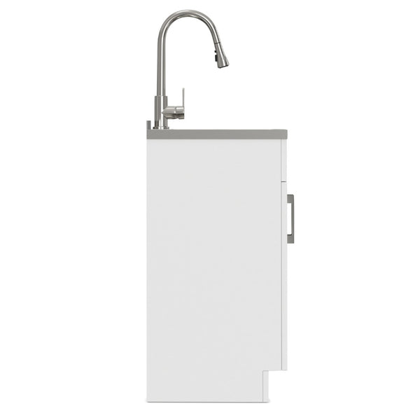 English Elm Darwin Stainless Steel Utility Sink with Shaker Cabinet for Laundry and Garage B136P427212