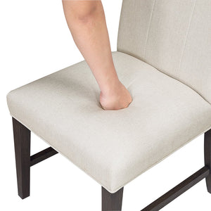 English Elm Contemporary Upholstered Dining Chairs Set of 2 — Beige Textured Fabric, Wire‑Brushed Brown Plywood Frame, 250 lb Capacity B011P355870