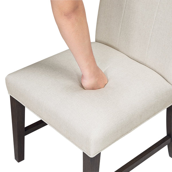 English Elm Modern 7-Piece Brown Dining Set: Extendable Table & 6 Beige Upholstered Chairs, Stylish Comfort B011S01902