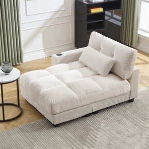 English Elm United Cozy Cloud Sleeper Sofa Bed & Oversized Chaise Lounge With Usb, Storage & Cup Holders W1568S00161-GIGA