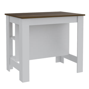 English Elm Brooklyn Rustic Kitchen Island with Concealed Shelves and Walnut Accents for Stylish Storage and Prep Multicolor 45 L x 32 W x 4 H B128P148677