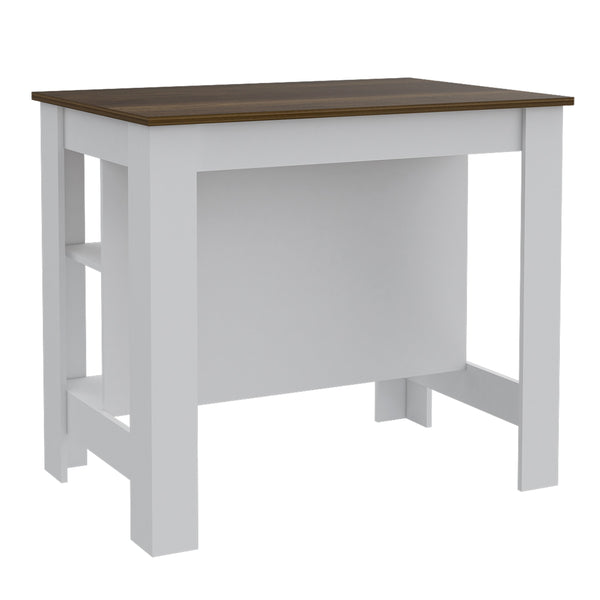 English Elm Brooklyn Rustic Kitchen Island with Concealed Shelves and Walnut Accents for Stylish Storage and Prep Multicolor 45 L x 32 W x 4 H B128P148677