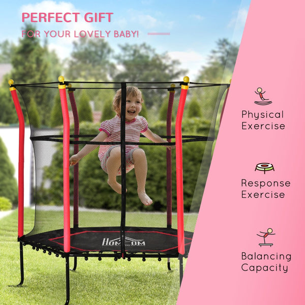 English Elm Soozier Kids Trampoline Spring Free Bungee Design with Safety Enclosure Net Indoor Outdoor W2225P217340