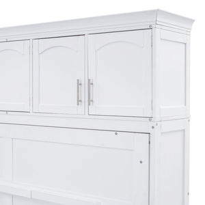 English Elm Full Size Murphy Wall Bed with Top Cabinet Storage for Studio or Guest Room LP006664AAK-1