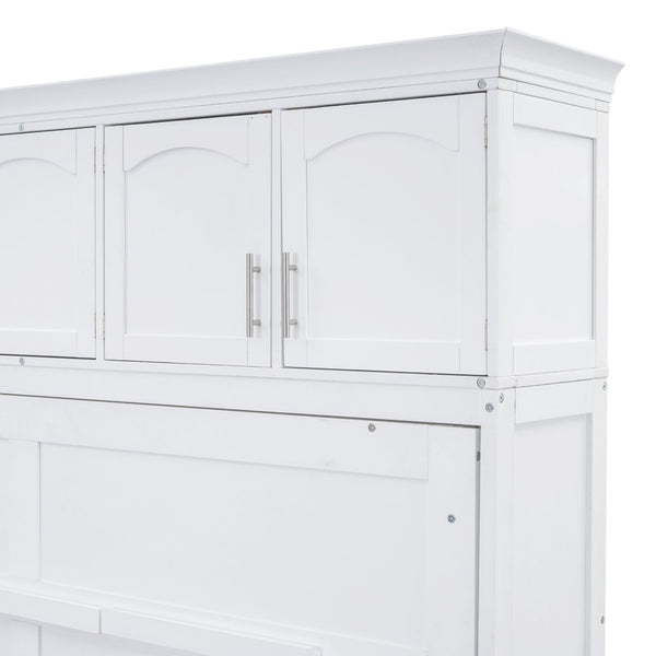 English Elm Full Size Murphy Wall Bed with Top Cabinet Storage for Studio or Guest Room LP006664AAK-1