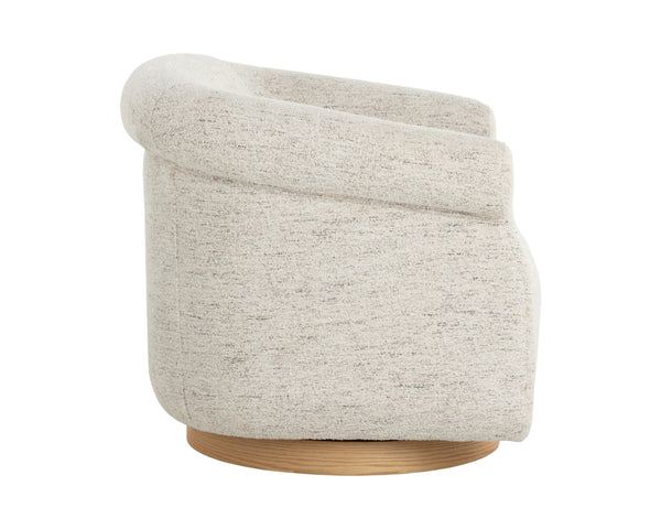 Sunpan Libby Swivel Lounge Chair - Modern Minimalism In Hailey Moon Fabric With Comfortable Foam Fill Cream Fabric 111951